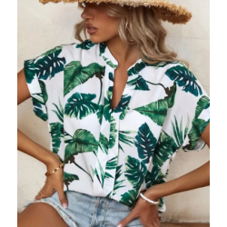 Blouse à imprimé tropical...